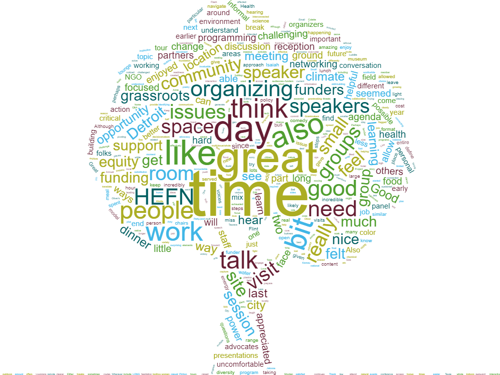 Tree-shaped word cloud of 2017 HEFN Annual Meeting